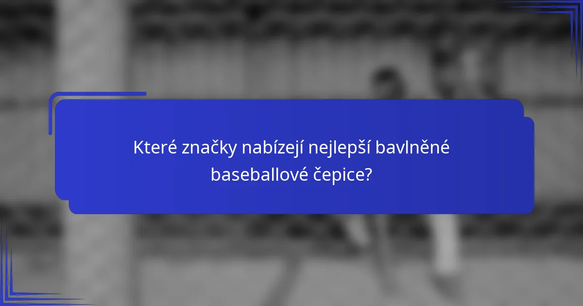 Které značky nabízejí nejlepší bavlněné baseballové čepice?